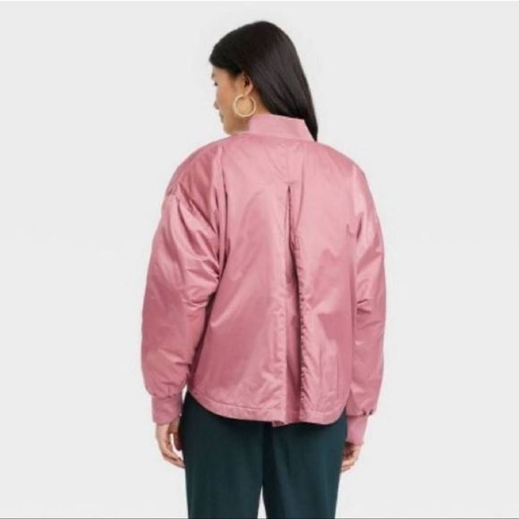 Blush Pink Satin Bomber Jacket New Women's XXL - Picture 2 of 10